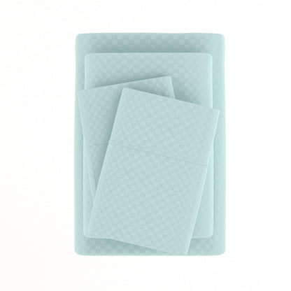 Soft Essentials Double Brushed Embossed Checkered 4PC Deep Pocket Bed Sheet Set