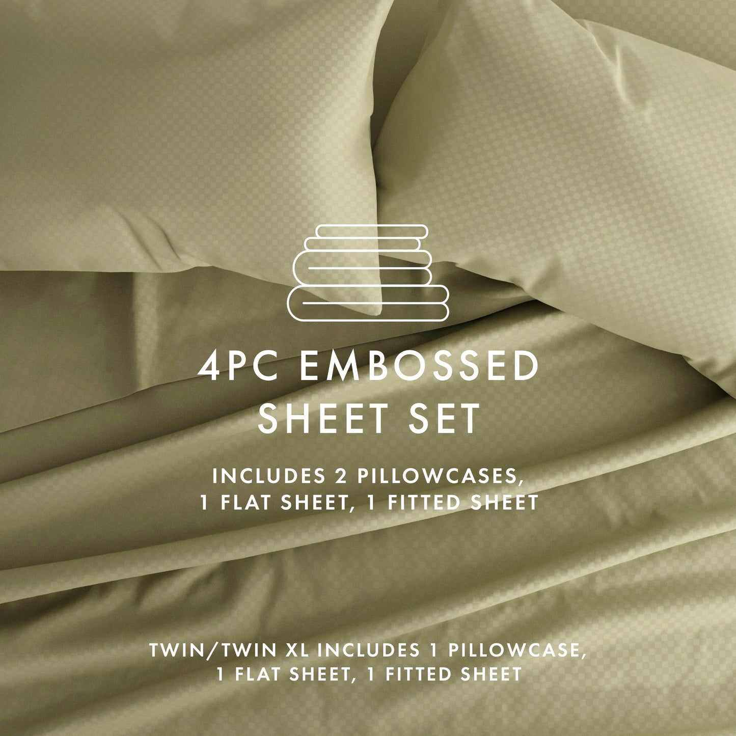 Soft Essentials Double Brushed Embossed Checkered 4PC Deep Pocket Bed Sheet Set