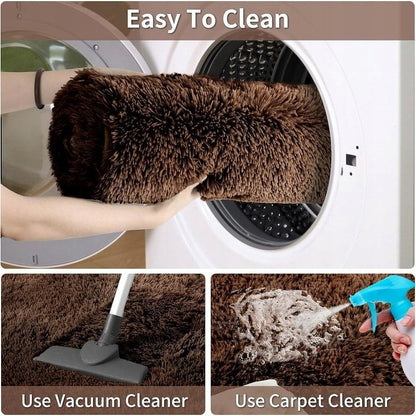 Soft Indoor Area Rug Modern Fluffy Home Carpet - 4' x 5.3'