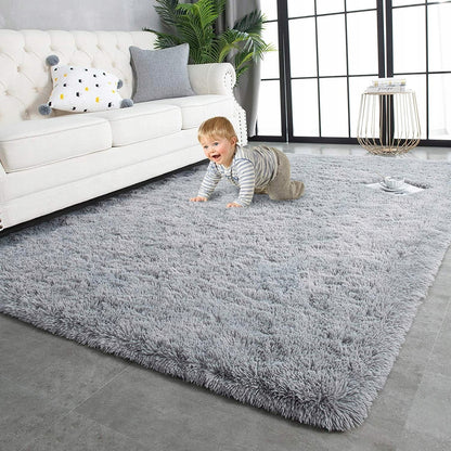 Soft Indoor Area Rug Modern Fluffy Home Carpet - 4' x 5.3'