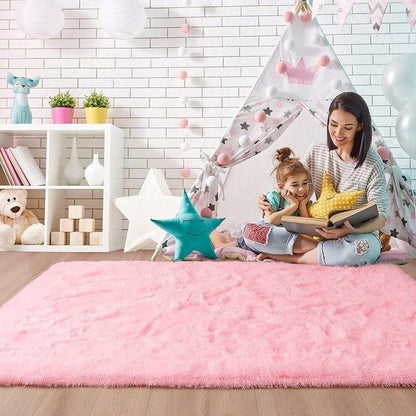 Soft Indoor Area Rug Modern Fluffy Home Carpet - 4' x 5.3'