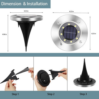 Solar Ground Lights Outdoor Waterproof Disc Lights for Deck,Garden,Pathway