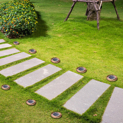 Solar Ground Lights Outdoor Waterproof Disc Lights for Deck,Garden,Pathway