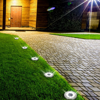 Solar Ground Lights Outdoor Waterproof Disc Lights for Deck,Garden,Pathway