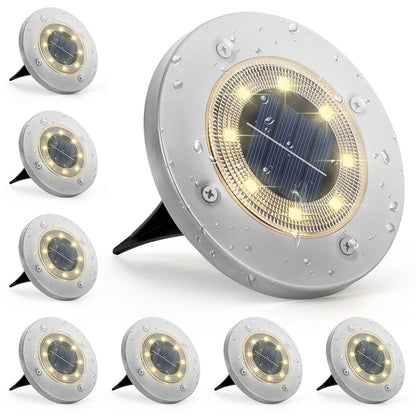 Solar Ground Lights Outdoor Waterproof Disc Lights for Deck,Garden,Pathway