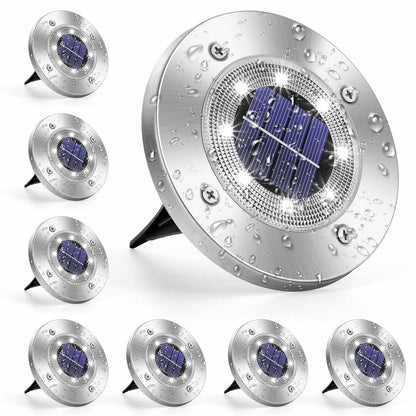 Solar Ground Lights Outdoor Waterproof Disc Lights for Deck,Garden,Pathway