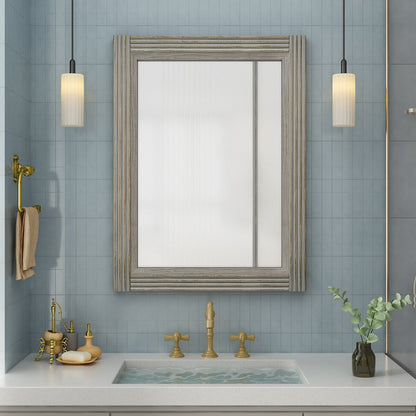 Solid Wood Frame Flat Bathroom Mirror