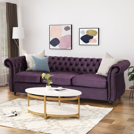 Canapé capitonné Somerville Chesterfield en velours par Christopher Knight Home