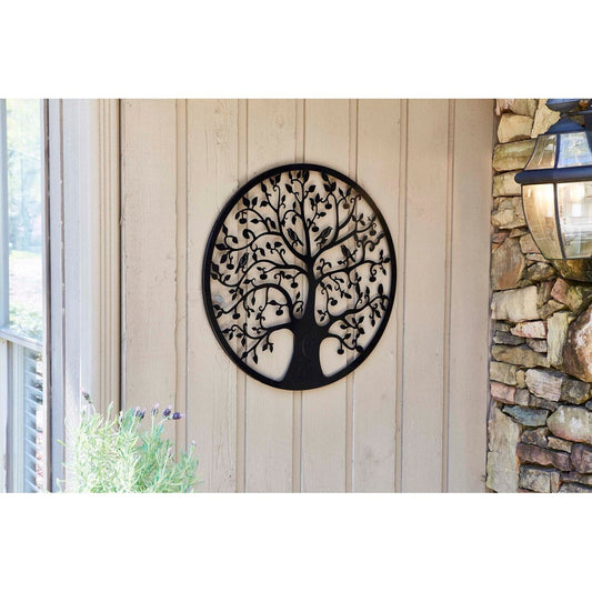 Southern Patio Tree of Life Black Metal Outdoor Wall Art