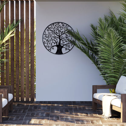 Southern Patio Tree of Life Black Metal Outdoor Wall Art