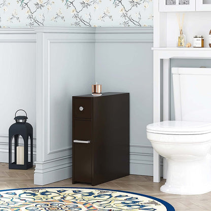 Spirich Home Slim Bathroom Storage Cabinet, Free Standing Toilet Paper Holder, Bathroom Cabinet Slide Out Drawer Storage