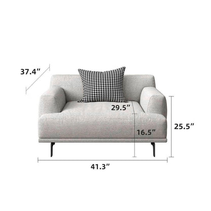 Canapé droit en tissu beige à accoudoirs carrés