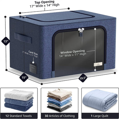 Storage Bins, Foldable Stackable Container Organizer Set with Large Window & Carry Handles