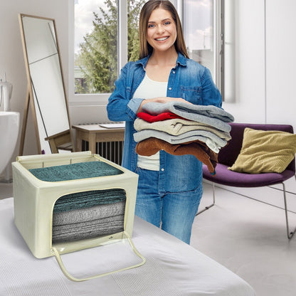 Storage Bins, Foldable Stackable Container Organizer Set with Large Window & Carry Handles