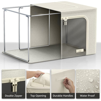 Storage Bins, Foldable Stackable Container Organizer Set with Large Window & Carry Handles