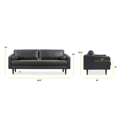 Canapé Napa 88,5 en Poly &amp; Bark - Cuir italien véritable