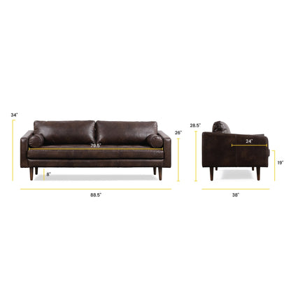 Canapé Napa 88,5 en Poly &amp; Bark - Cuir italien véritable