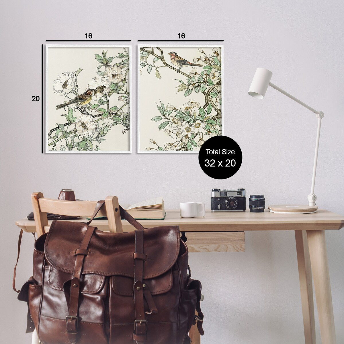 Stupell Classic Sparrow on Blossoms 2 Piece Framed Giclee Art Set Design by Nan