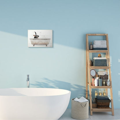 Stupell Happy Labrador in Rustic Bubble Bath Design Wood Wall Art - Multi-Color
