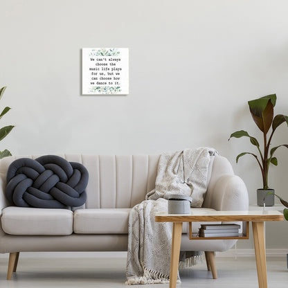 Stupell Inspirational Music Life Quote Mixed Botanicals Arrangement Wood Wall Art, Design by Lettered and Lined - White