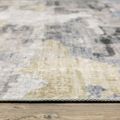 Vista Home Marissa Washable Abstract Grey/ Blue Indoor Area Rug