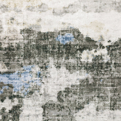 Vista Home Marissa Washable Abstract Grey/ Blue Indoor Area Rug