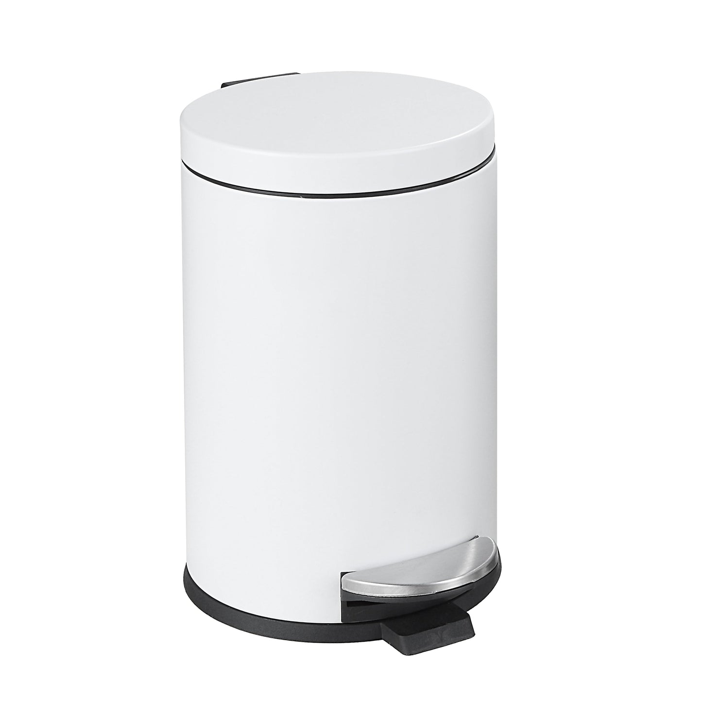 SunnyPoint 4.5 Liter / 1.2 Gallon Round Trash Can with Plastic Inner Bucket; Bathroom, Office and Bedroom Step On and Slow Close