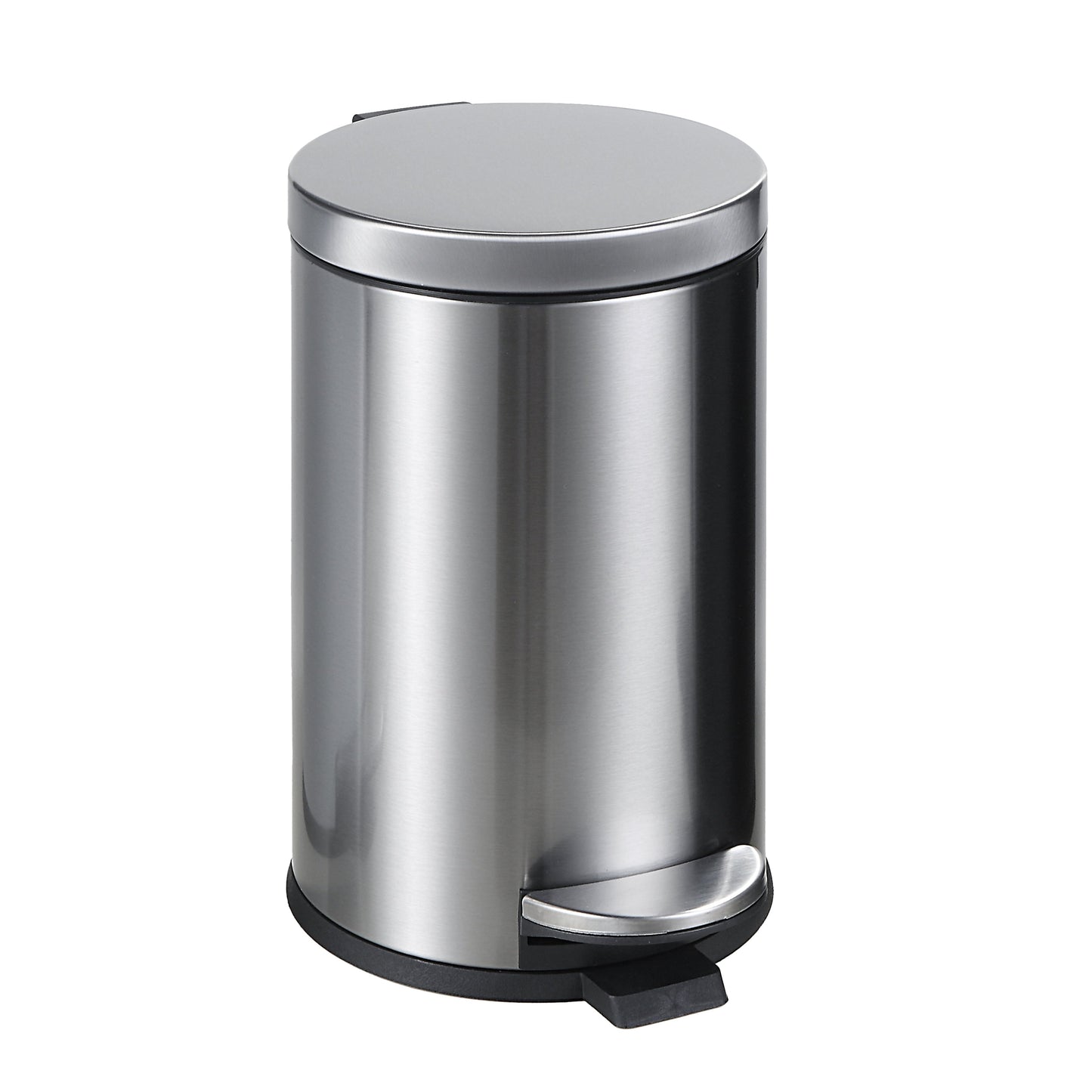SunnyPoint 4.5 Liter / 1.2 Gallon Round Trash Can with Plastic Inner Bucket; Bathroom, Office and Bedroom Step On and Slow Close