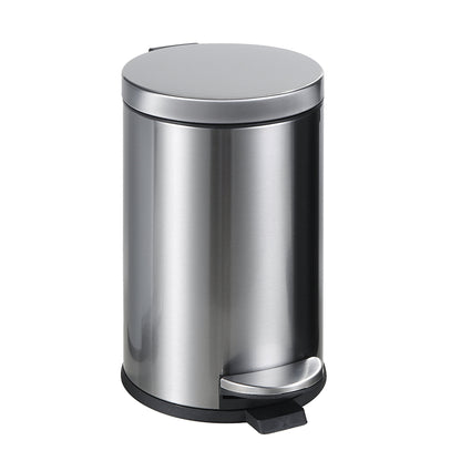 SunnyPoint 4.5 Liter / 1.2 Gallon Round Trash Can with Plastic Inner Bucket; Bathroom, Office and Bedroom Step On and Slow Close