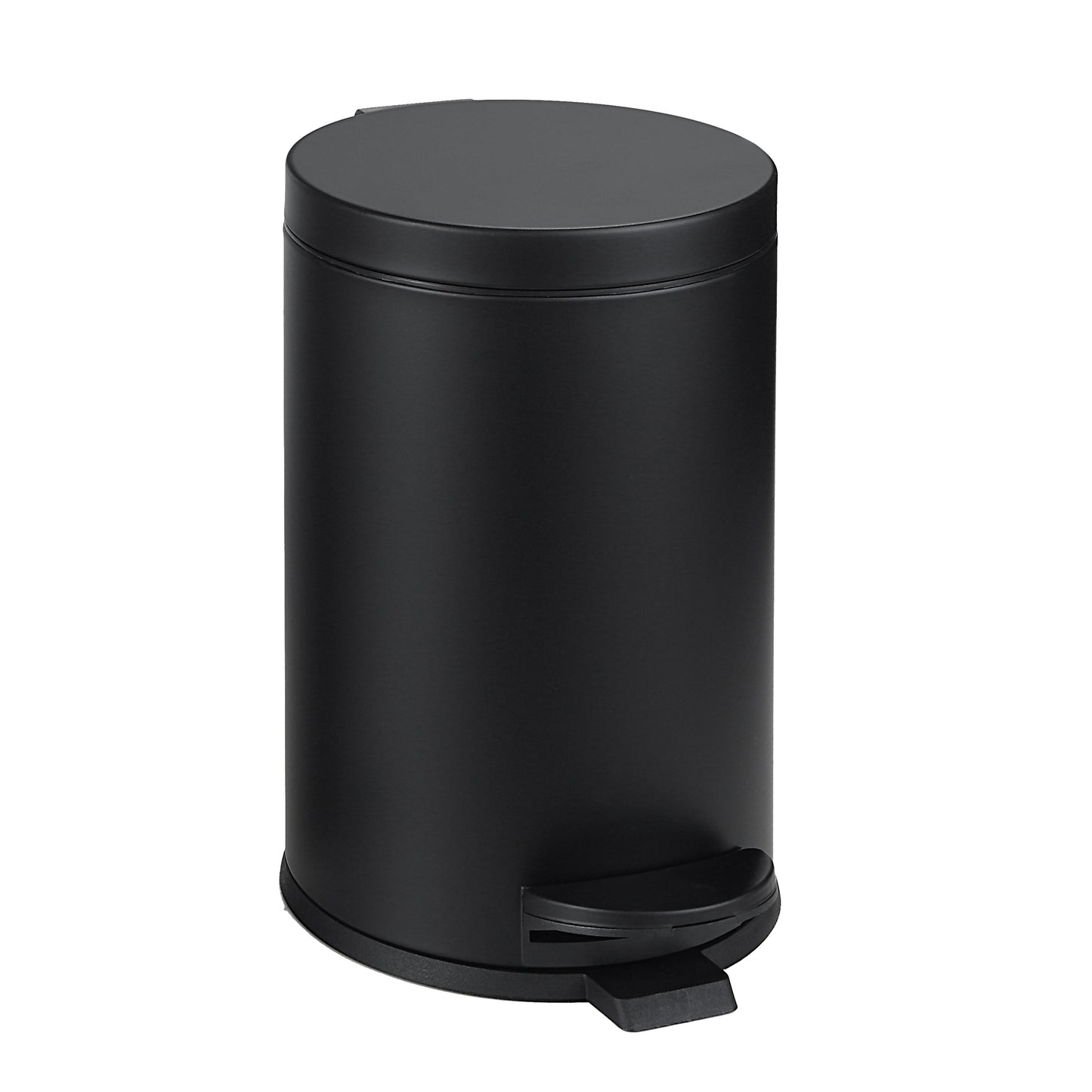 SunnyPoint 4.5 Liter / 1.2 Gallon Round Trash Can with Plastic Inner Bucket; Bathroom, Office and Bedroom Step On and Slow Close