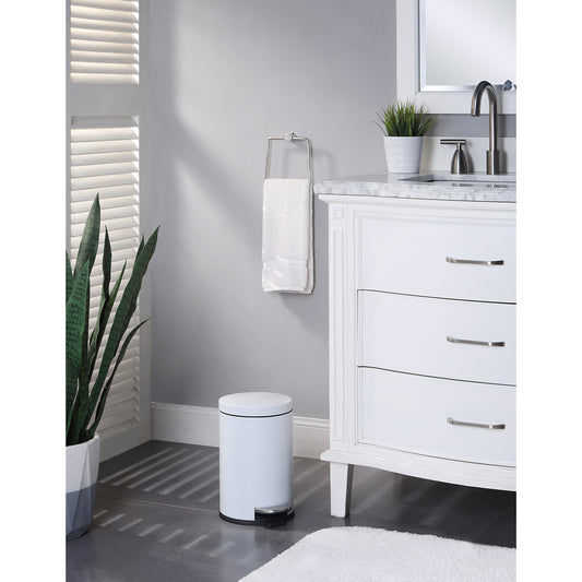 SunnyPoint 4.5 Liter / 1.2 Gallon Round Trash Can with Plastic Inner Bucket; Bathroom, Office and Bedroom Step On and Slow Close