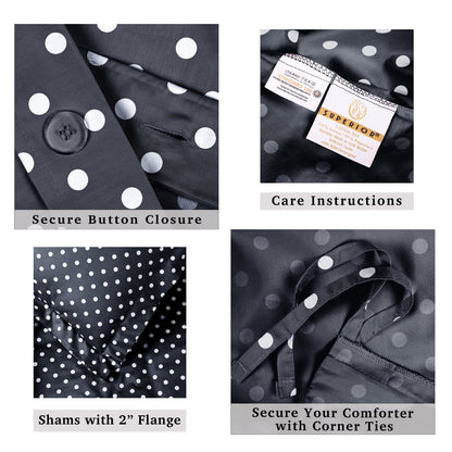 Superior Thread Count 600TC Polka Dot Cotton Blend Duvet Cover Set