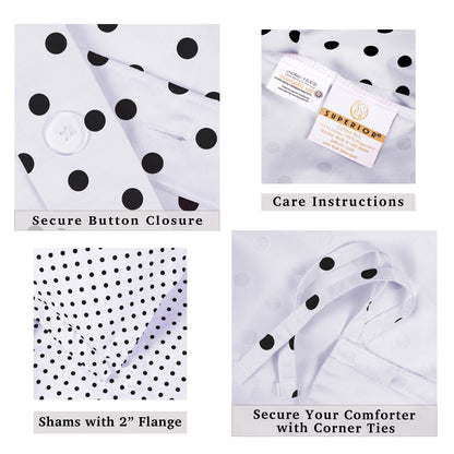 Superior Thread Count 600TC Polka Dot Cotton Blend Duvet Cover Set