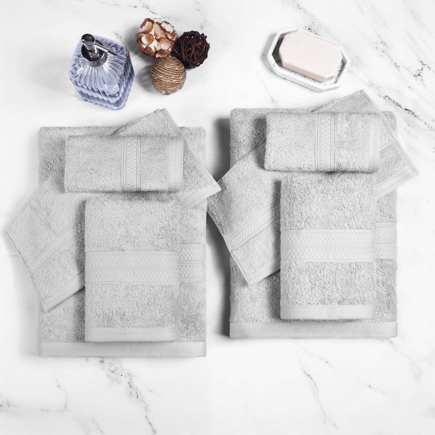 Superior 8 Piece Bath Towel Set, Rayon From Bamboo and Cotton
