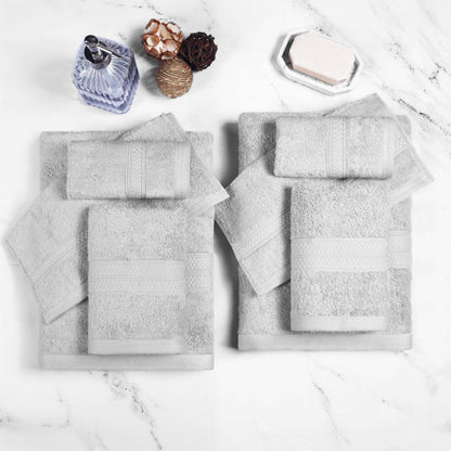 Superior 8 Piece Bath Towel Set, Rayon From Bamboo and Cotton