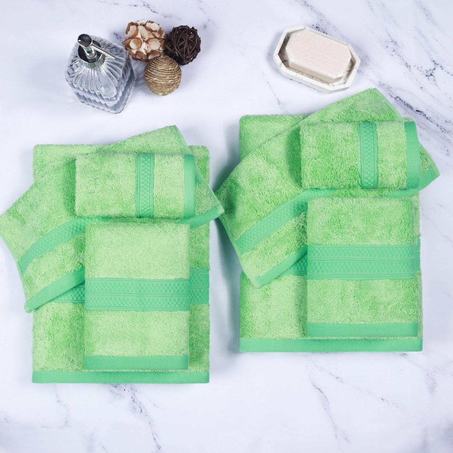 Superior 8 Piece Bath Towel Set, Rayon From Bamboo and Cotton