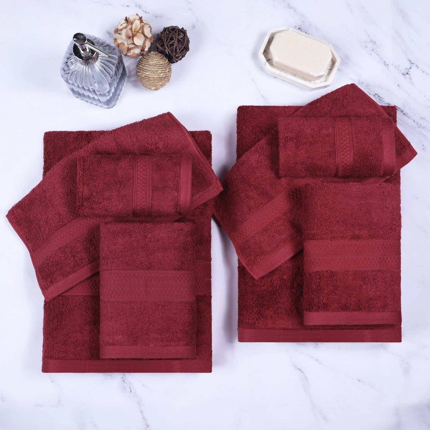 Superior 8 Piece Bath Towel Set, Rayon From Bamboo and Cotton