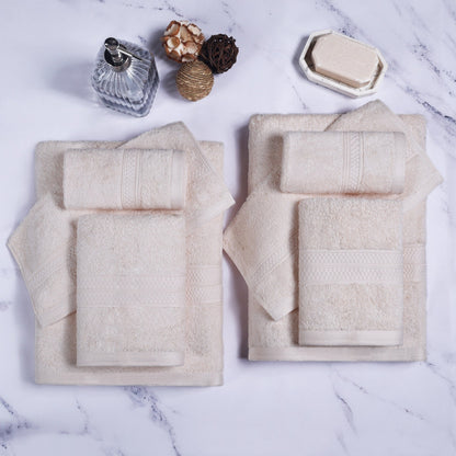 Superior 8 Piece Bath Towel Set, Rayon From Bamboo and Cotton