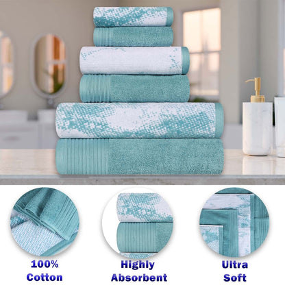 Superior Cotton Quick-Drying Solid and Marble 10 Piece Towel Set
