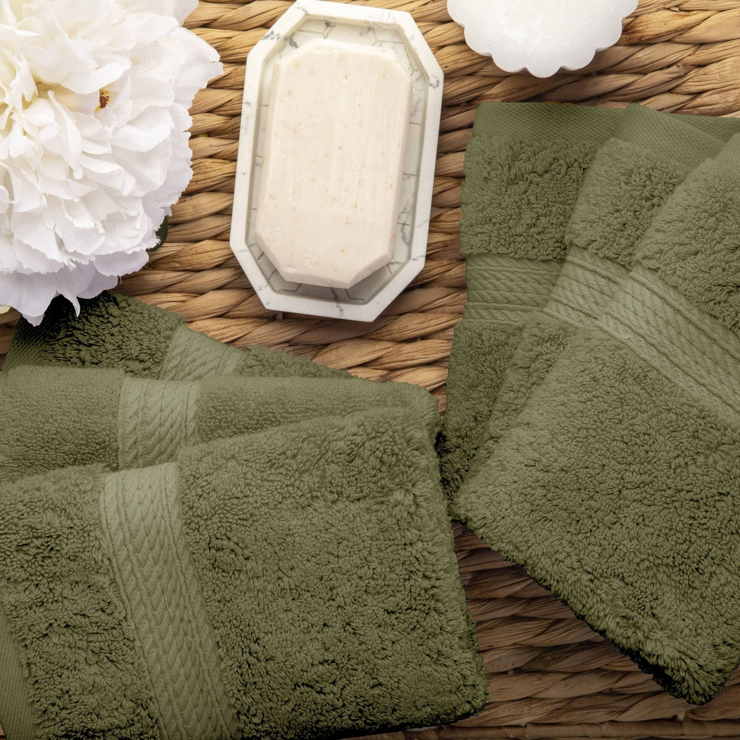 Superior Egyptian Cotton Pile Heavyweight Face Towel Set of 6