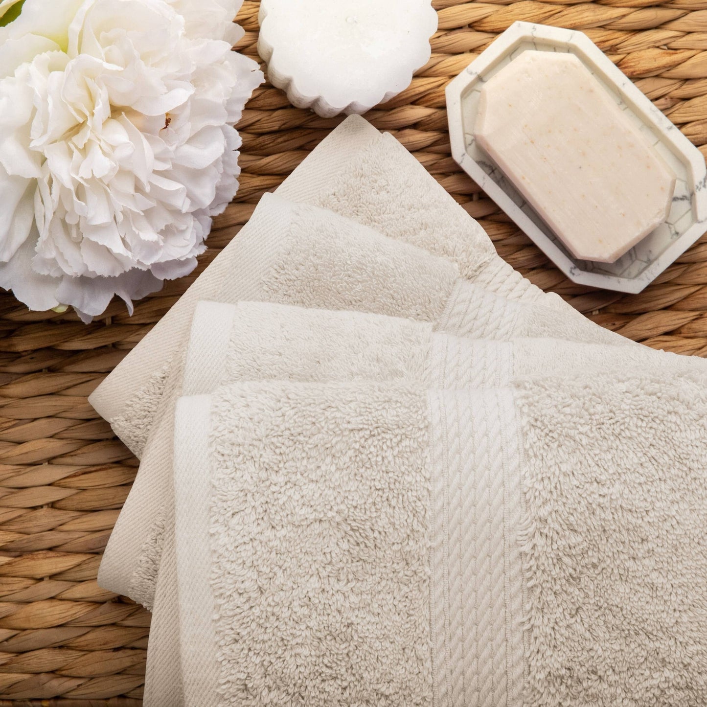 Superior Egyptian Cotton Pile Heavyweight Hand Towel Set of 4