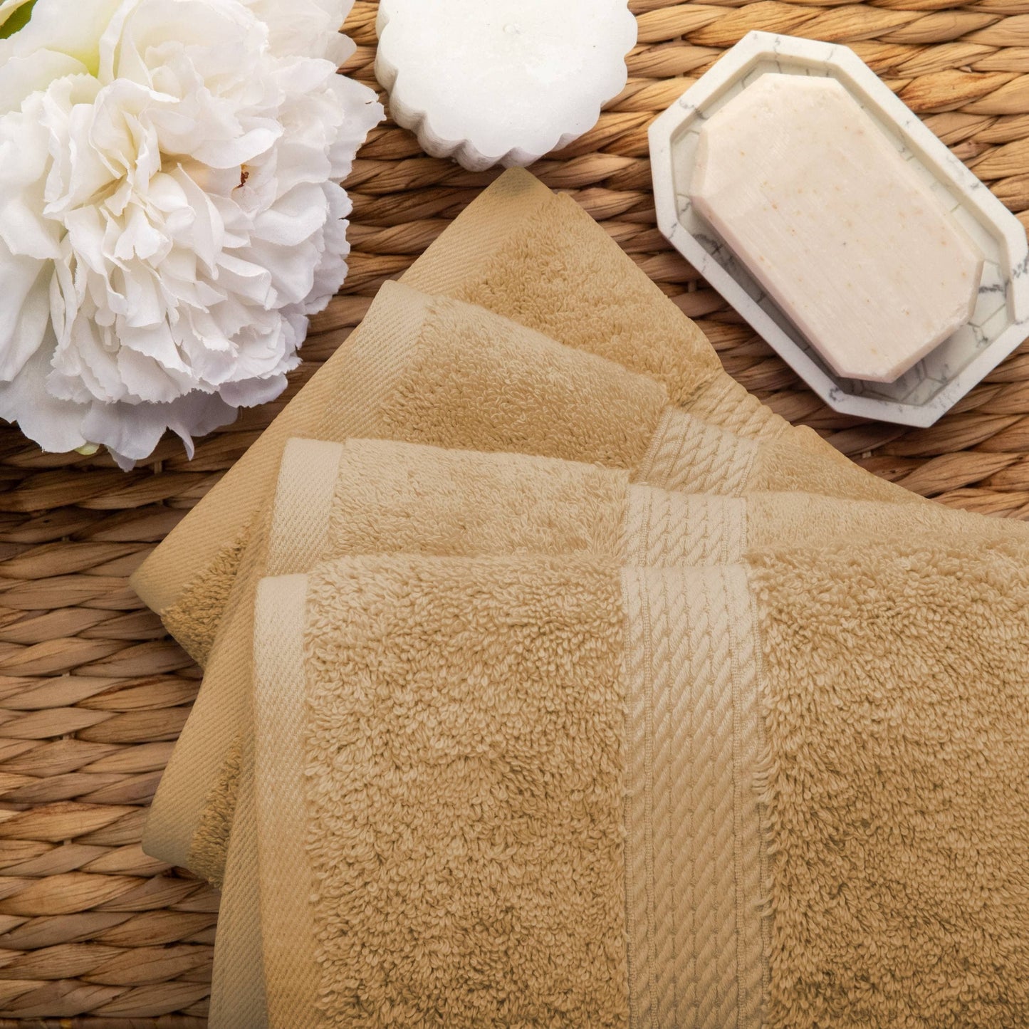 Superior Egyptian Cotton Pile Heavyweight Hand Towel Set of 4