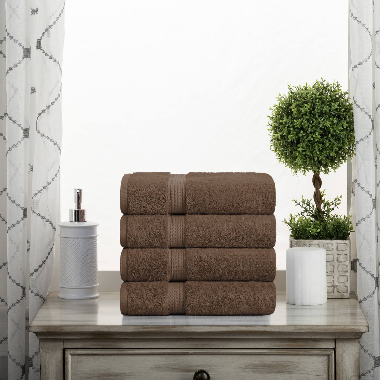 Superior Egyptian Cotton Pile Heavyweight Hand Towel Set of 4