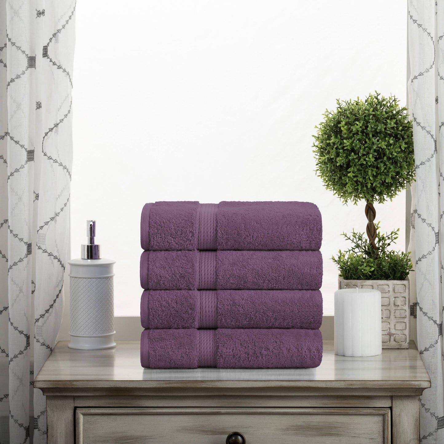 Superior Egyptian Cotton Pile Heavyweight Hand Towel Set of 4