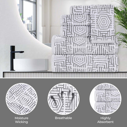 Superior Jasper Cotton Modern Jacquard Soft 3 Piece Bathroom Towel Set