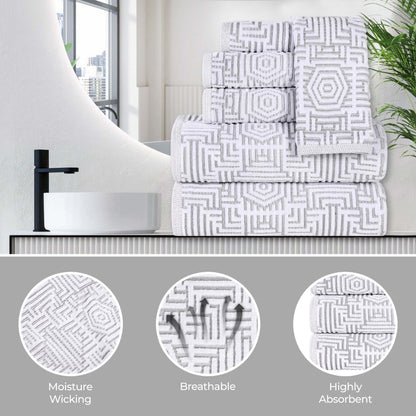 Superior Jasper Cotton Modern Jacquard Soft 3 Piece Bathroom Towel Set