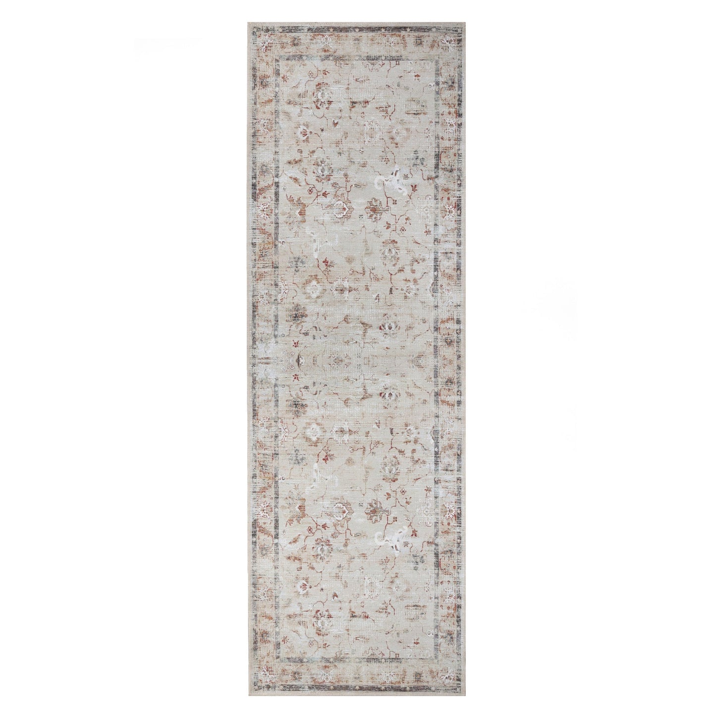 Superior Swan Floral Non-Slip Machine Washable Indoor Area Rug or Runner