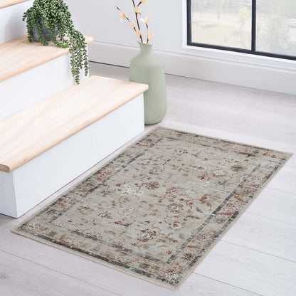 Superior Swan Floral Non-Slip Machine Washable Indoor Area Rug or Runner