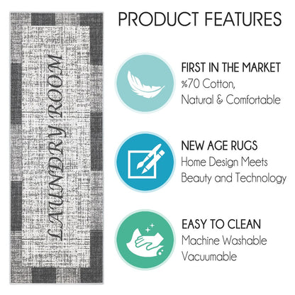 SussexHome Washable Ultra Thin Laundry Room Rug Runner - 20 x 59