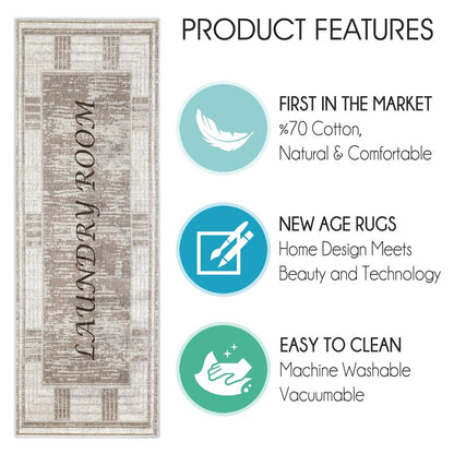 SussexHome Washable Ultra Thin Laundry Room Rug Runner - 20 x 59